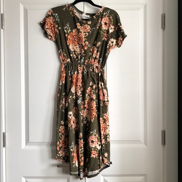 olive green floral dress